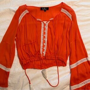 Lulus size small coral/orange crop top